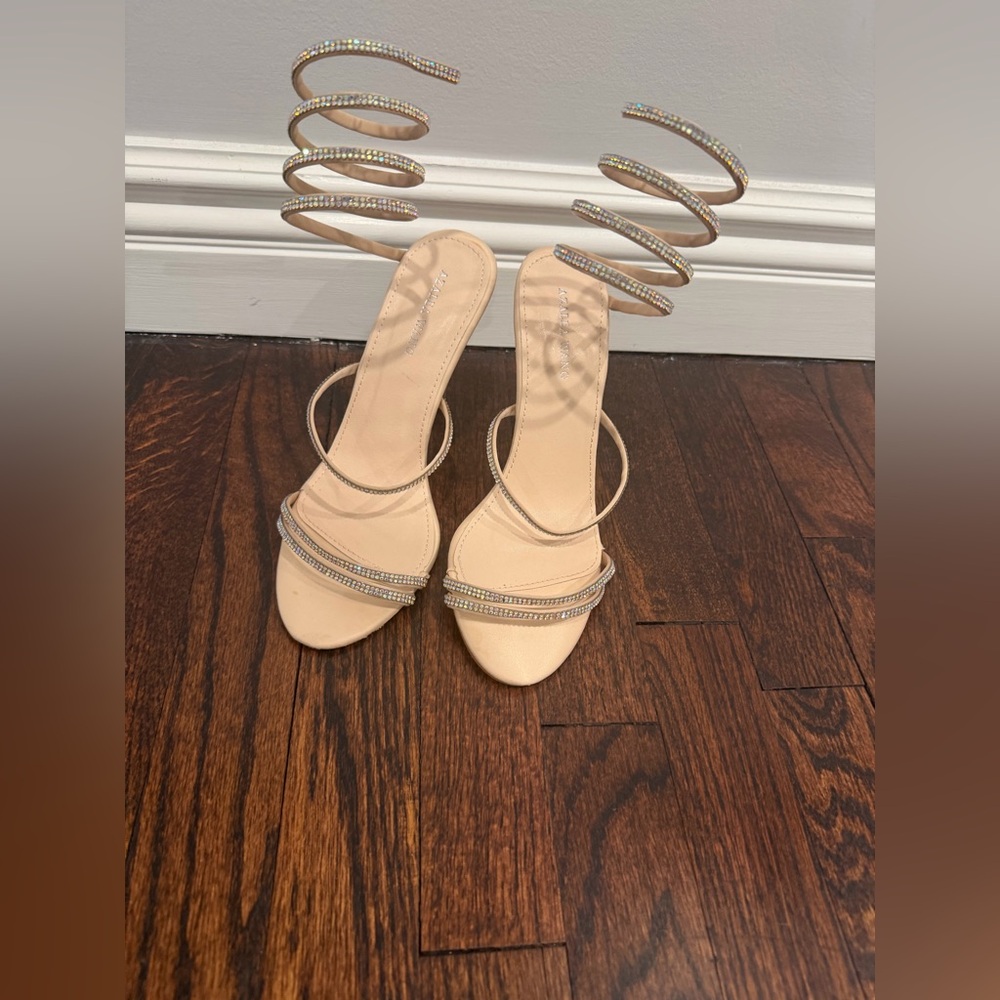 Strappy Nude Spiral Rhinestone Women’s Heels